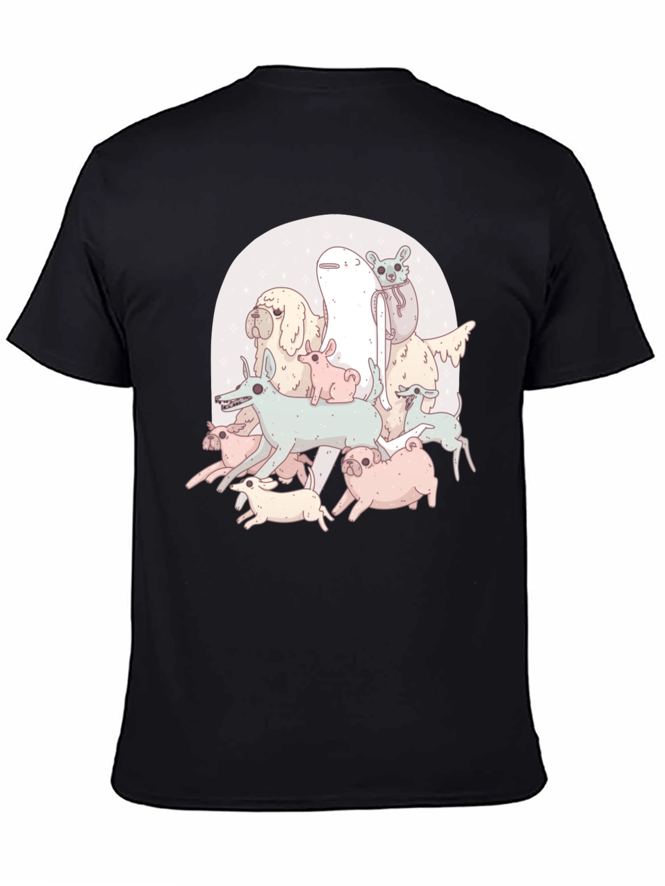 Black Funny Dog Pile Graphic T-Shirt view 4