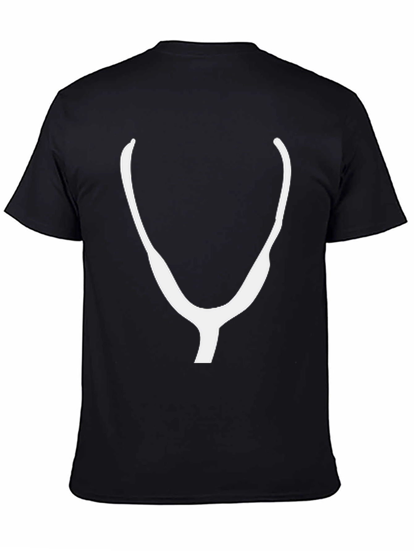 Black Minimalist Wishbone T-Shirt - Black Cotton Tee view 4