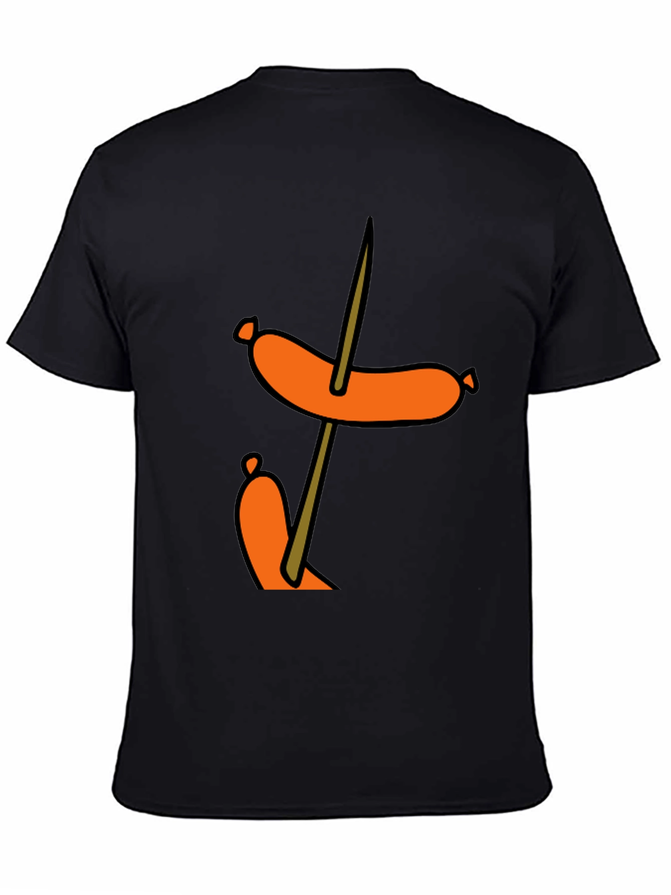 Black Funny Sausage Skewer Black T-Shirt view 4