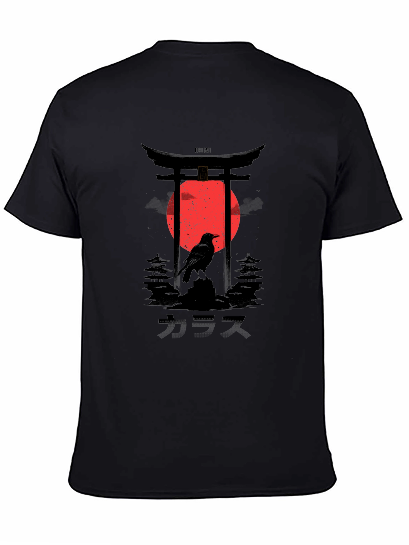 Japanese Crow Graphic Tee - Black - 4