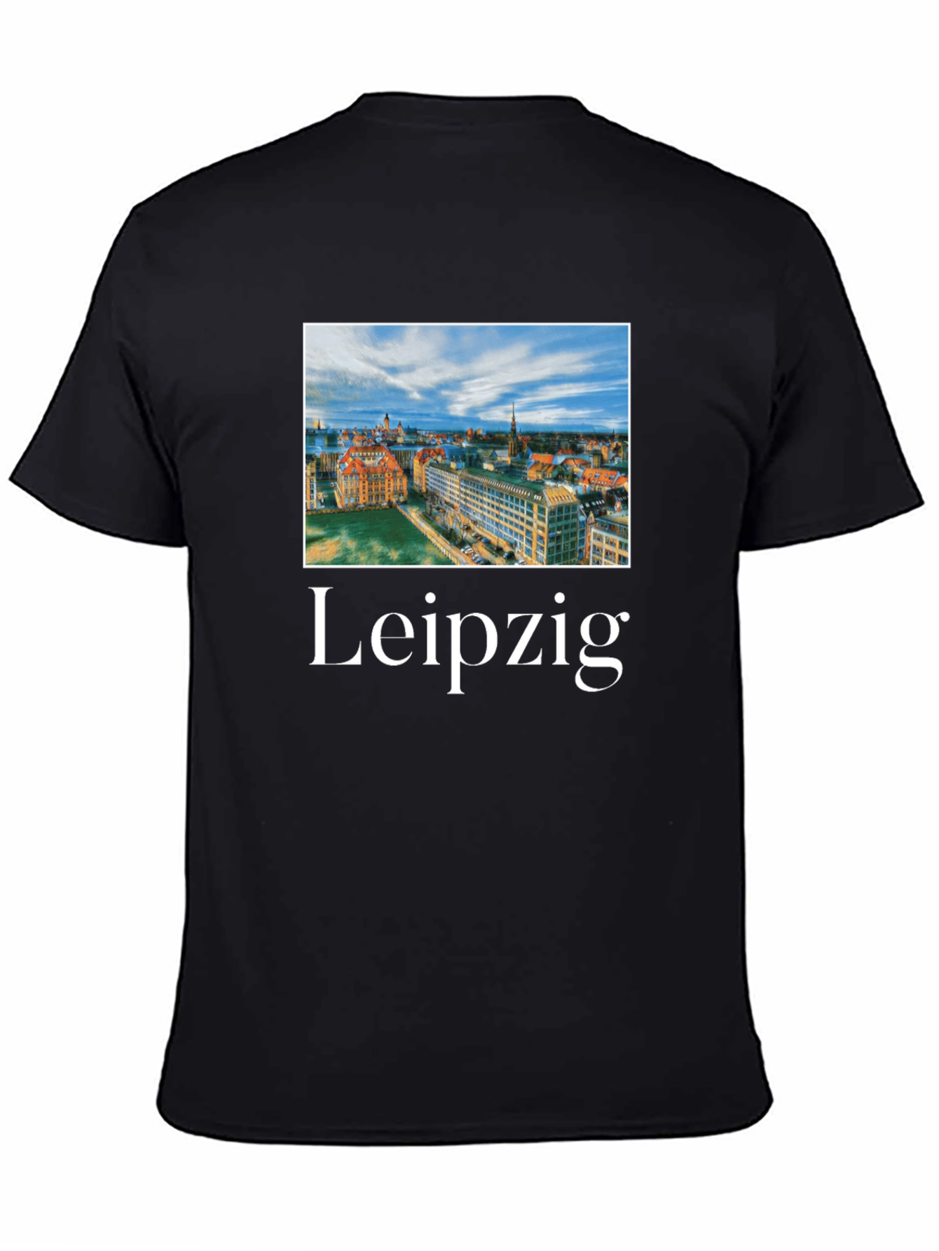 Black Leipzig Cityscape Graphic T-Shirt view 4