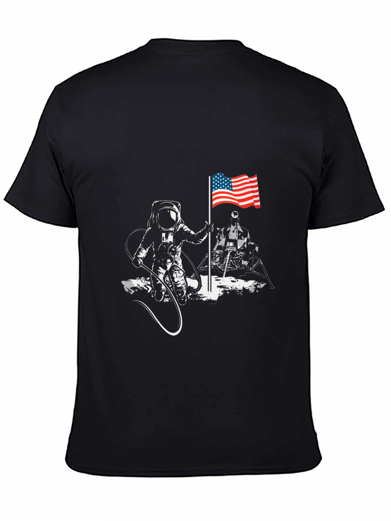 Black Astronaut American Flag T-Shirt - Space Exploration Tee view 4