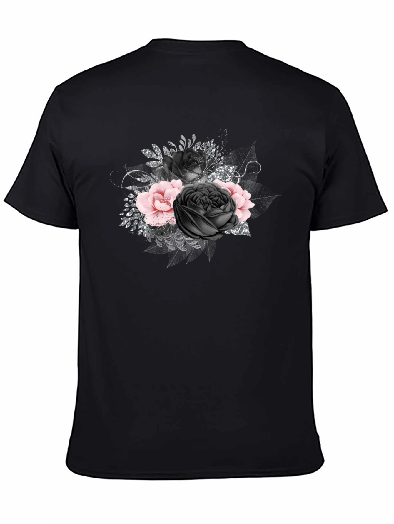 Black Black Floral Graphic Tee - Stylish Men's T-Shirt view 4