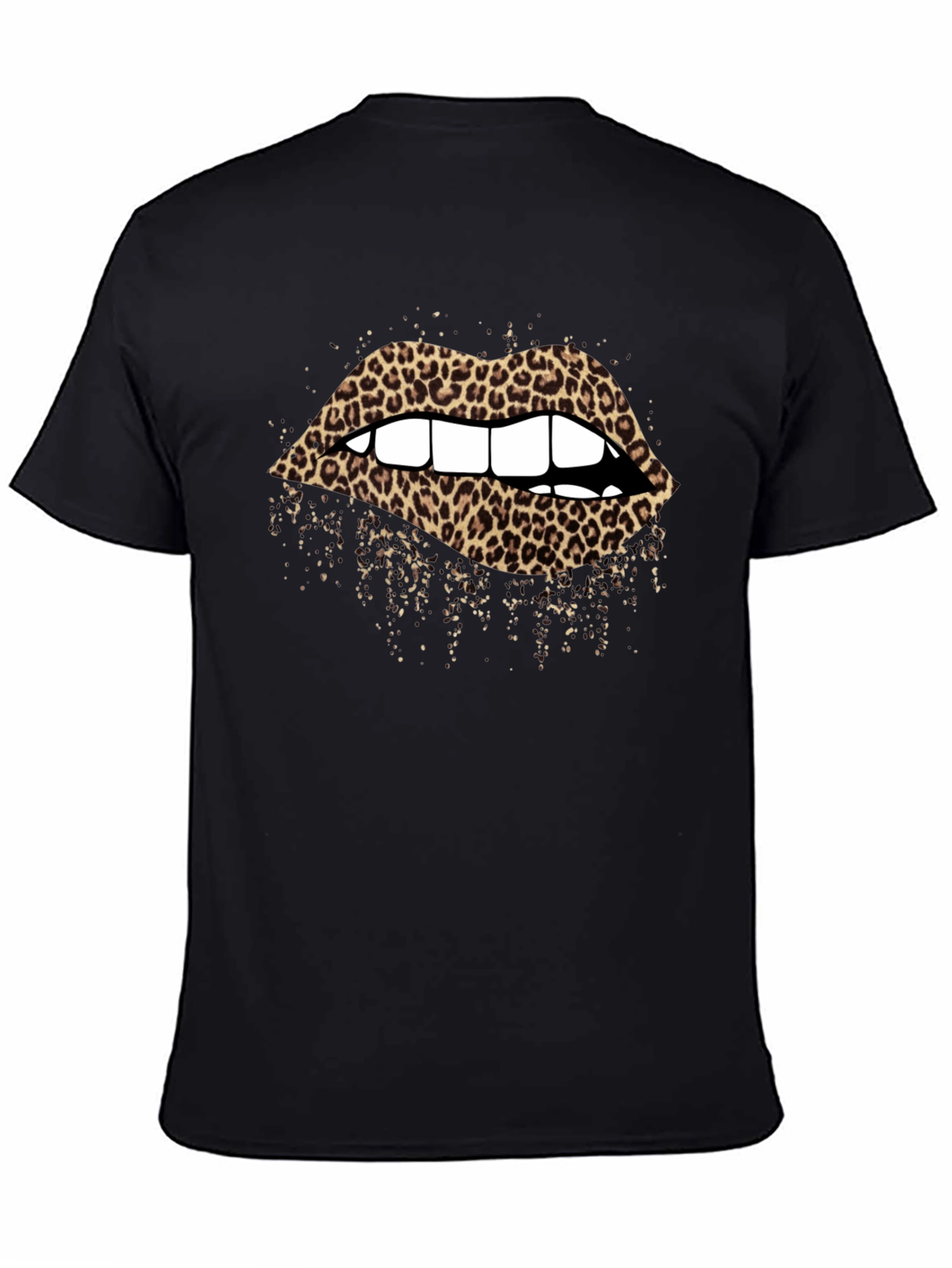 Black Leopard Lips Graphic T-Shirt - Black view 4