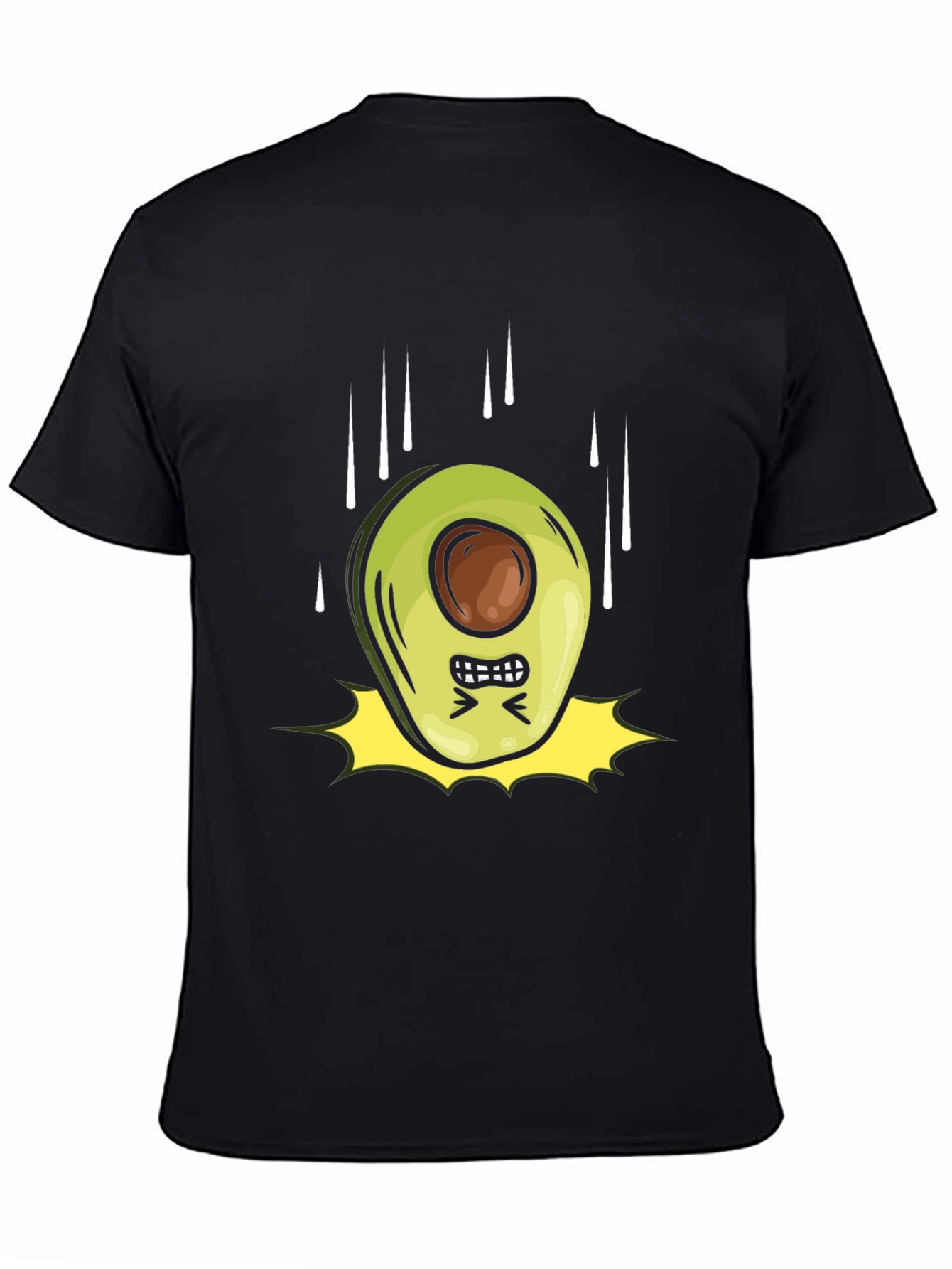Black Angry Avocado Cartoon Black T-Shirt view 4