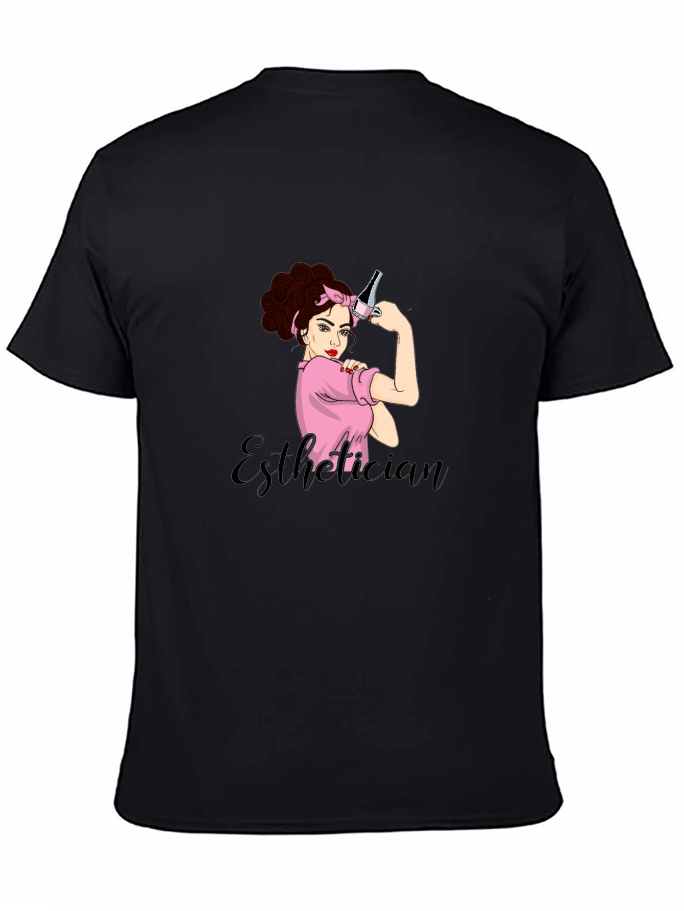 Black Esthetician Rosie the Riveter Graphic T-Shirt view 4