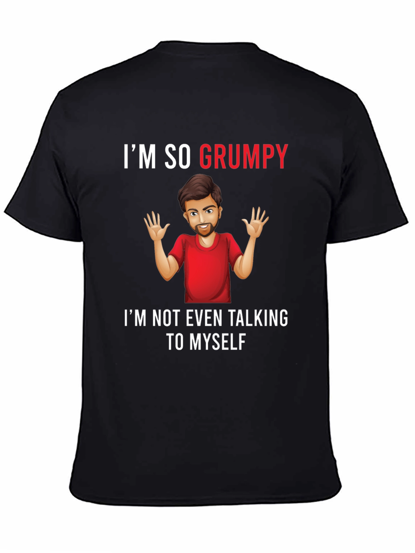 Black Grumpy Graphic Tee -  Humorous Mens T-Shirt view 4