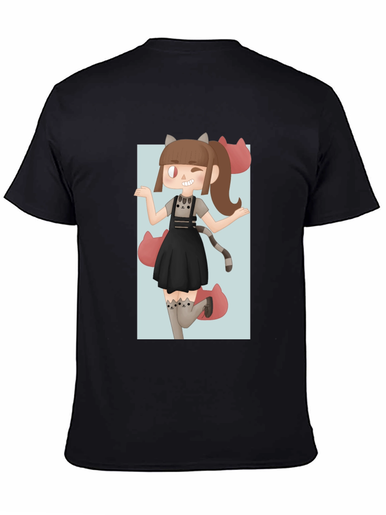 Black Anime Girl Graphic Tee - Black Unisex T-Shirt view 4