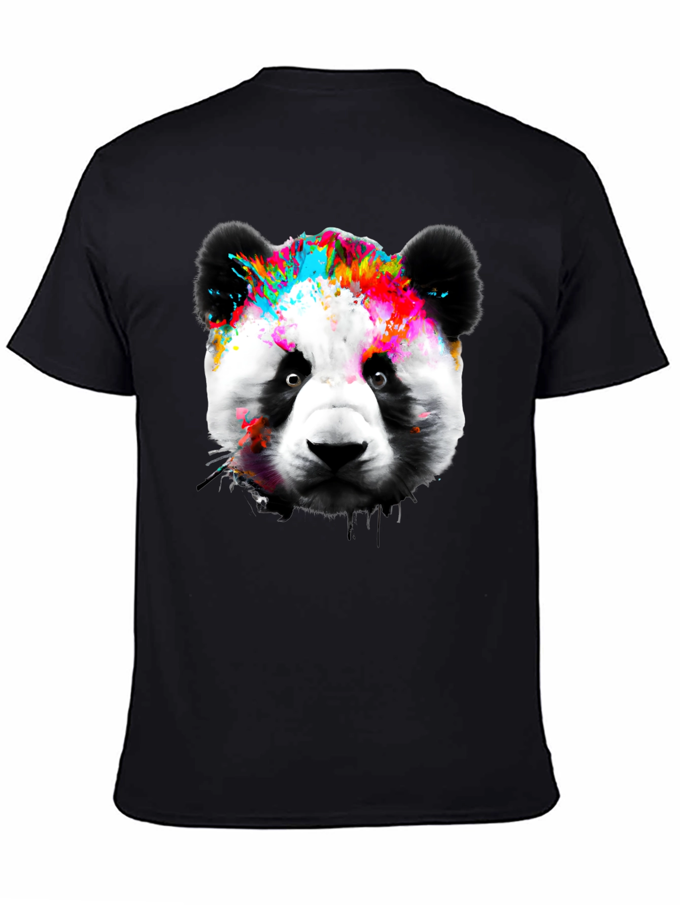 Black Colorful Panda Graphic T-Shirt view 4