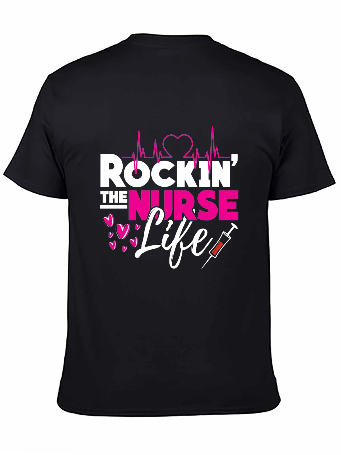 Black Rockin' The Nurse Life Graphic Tee view 4