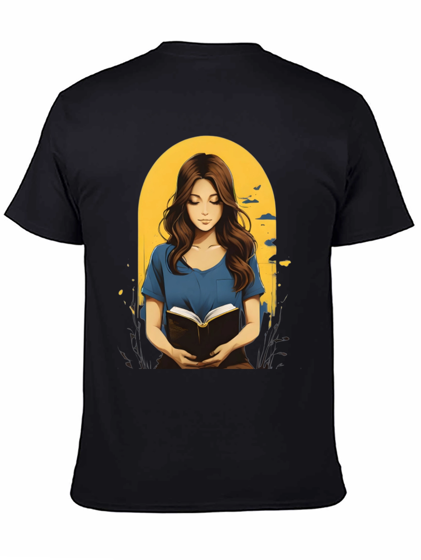 Black Woman Reading Book Graphic Tee - Stylish Casual Top view 4