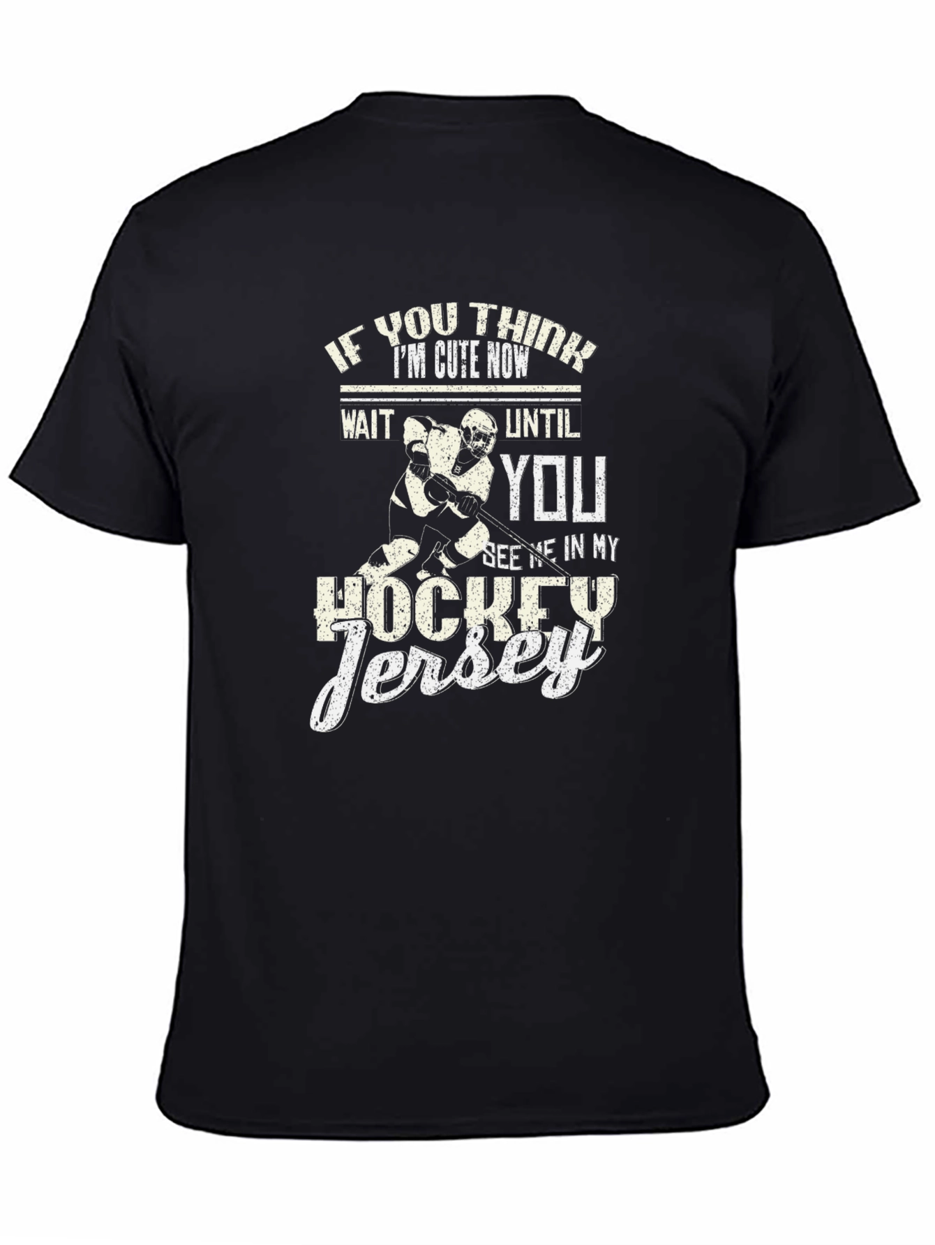 Black Funny Hockey Jersey T-Shirt view 4