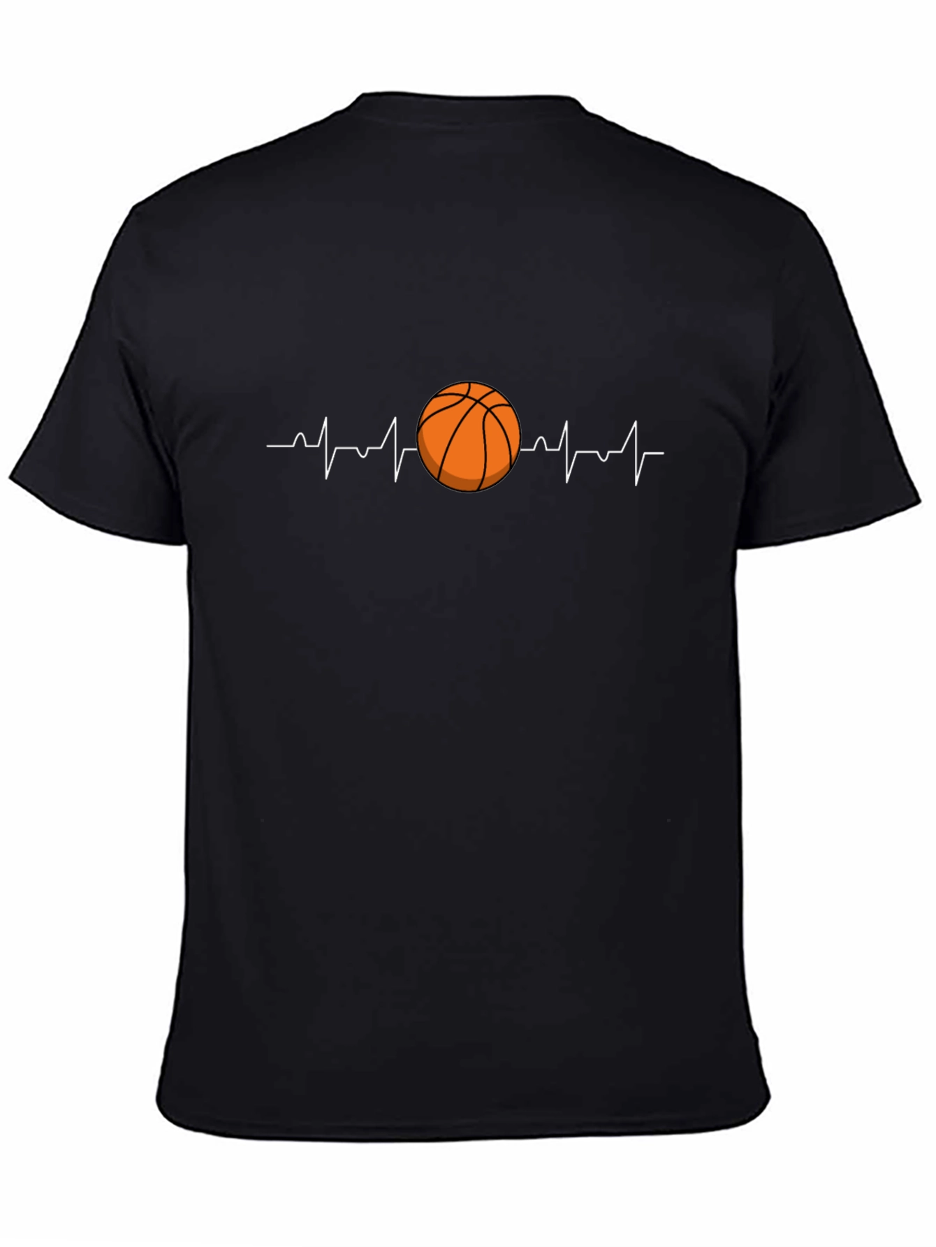 Black Basketball Heartbeat T-Shirt - Black Cotton Tee view 4