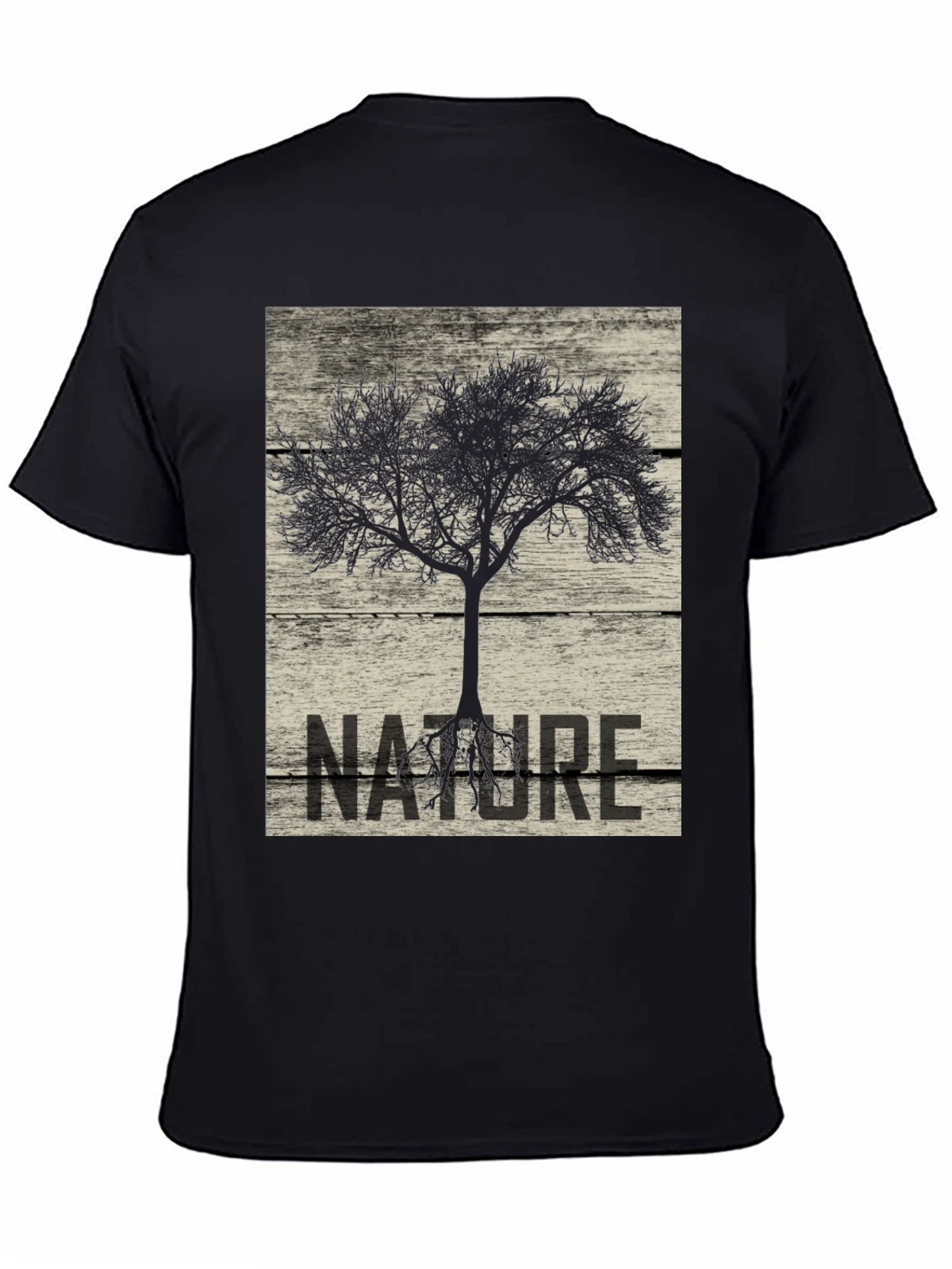 Black Nature Tree Graphic Tee - Black Cotton T-Shirt view 4