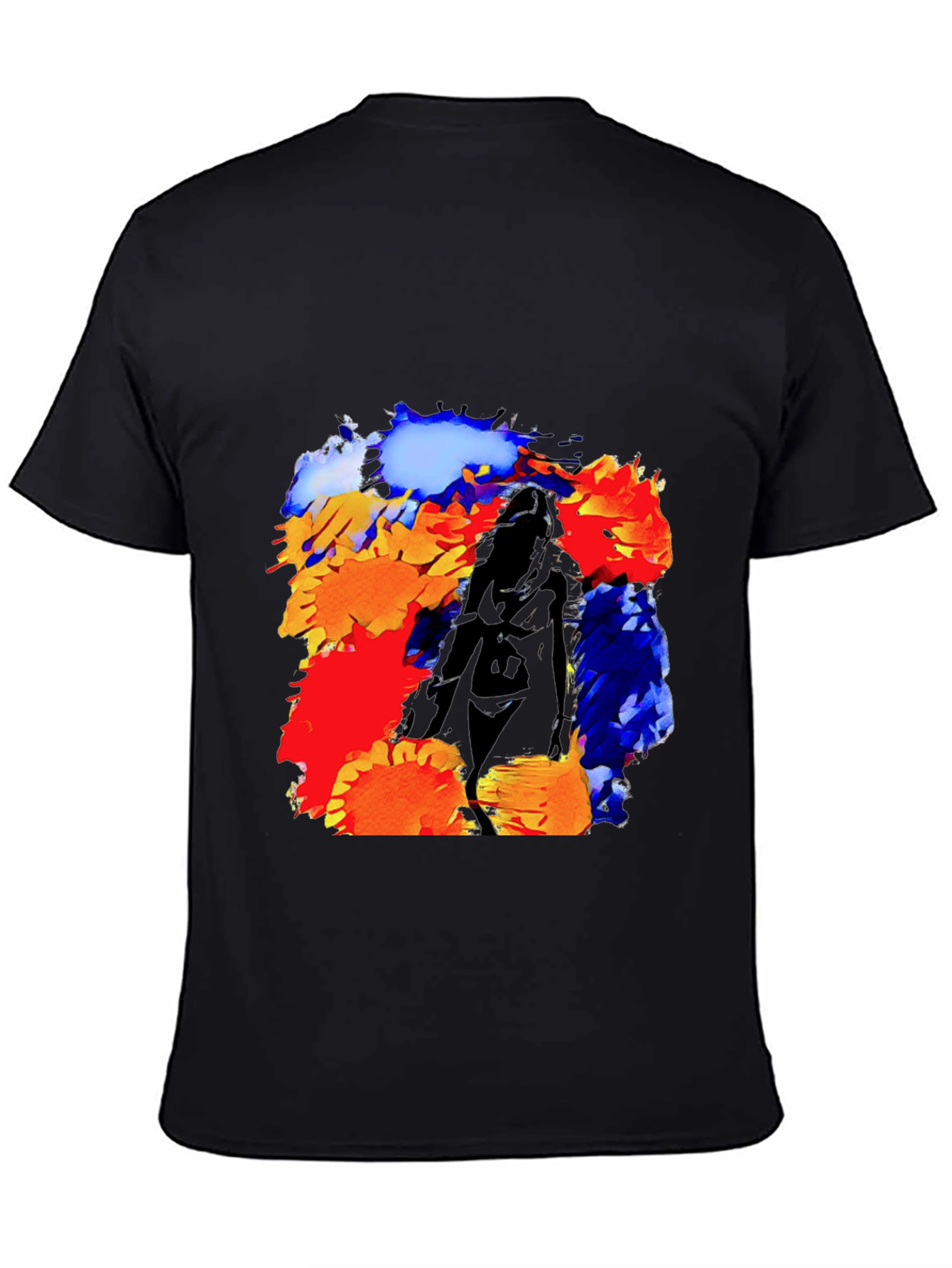 Black Abstract Flower Art T-Shirt view 4