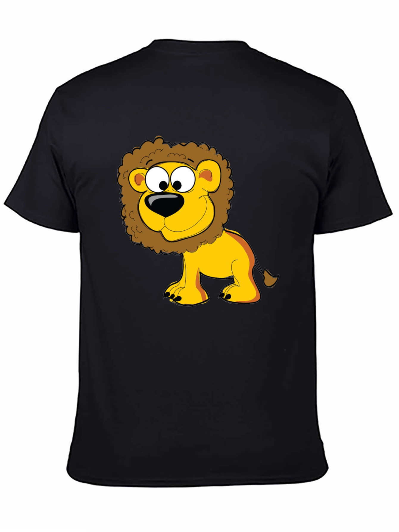 Black Lion Cartoon Graphic Black T-Shirt view 4