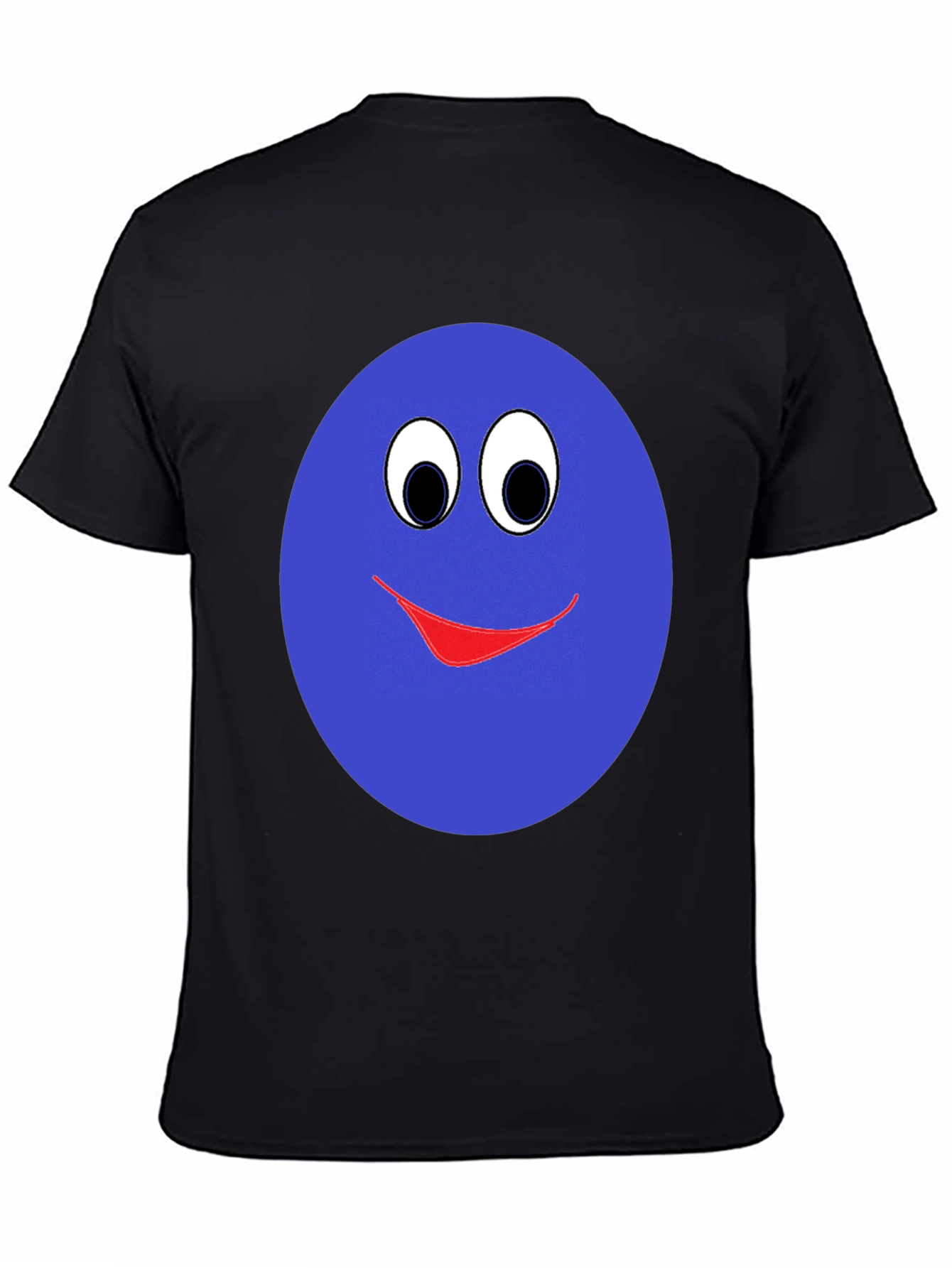 Black Smiley Face Graphic T-Shirt - Blue view 4