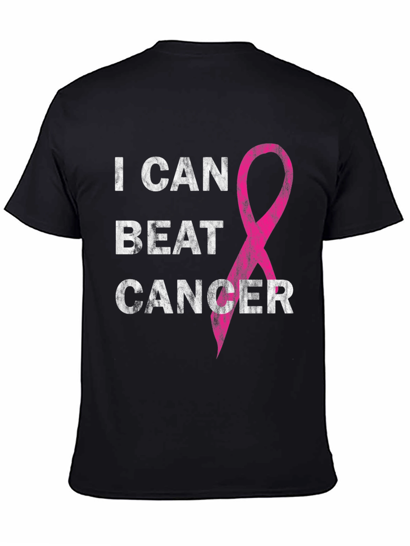 Black I Can Beat Cancer Awareness T-Shirt view 4
