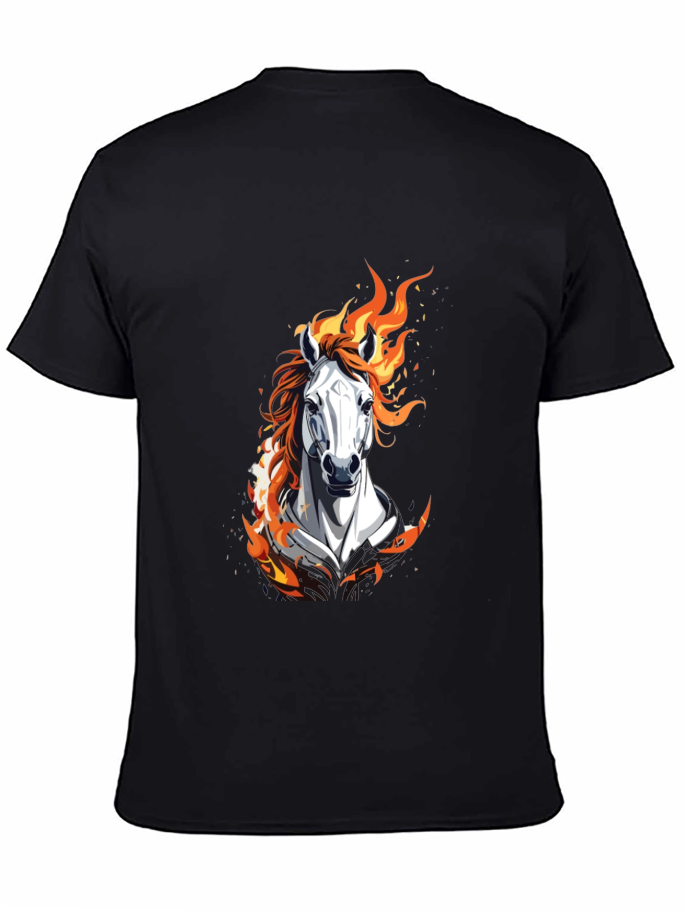 Black Fiery Horse Graphic Black T-Shirt view 4