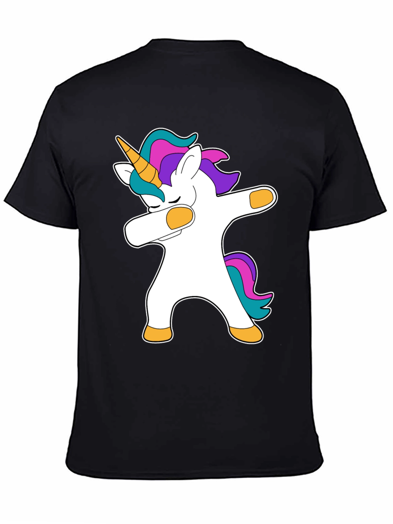 Black Dabbing Unicorn Black T-Shirt view 4