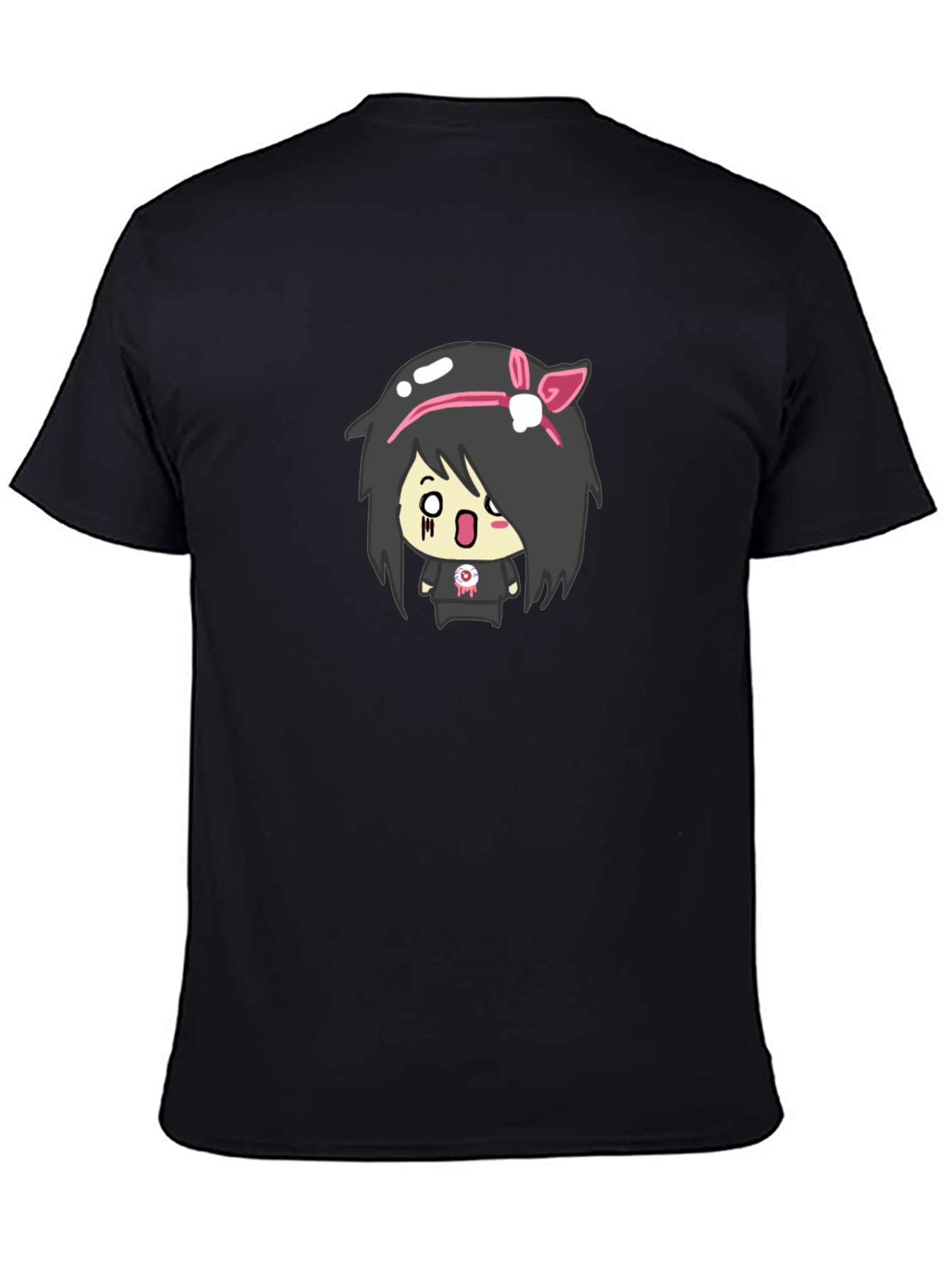 Black Emo Girl Graphic Black T-Shirt view 4