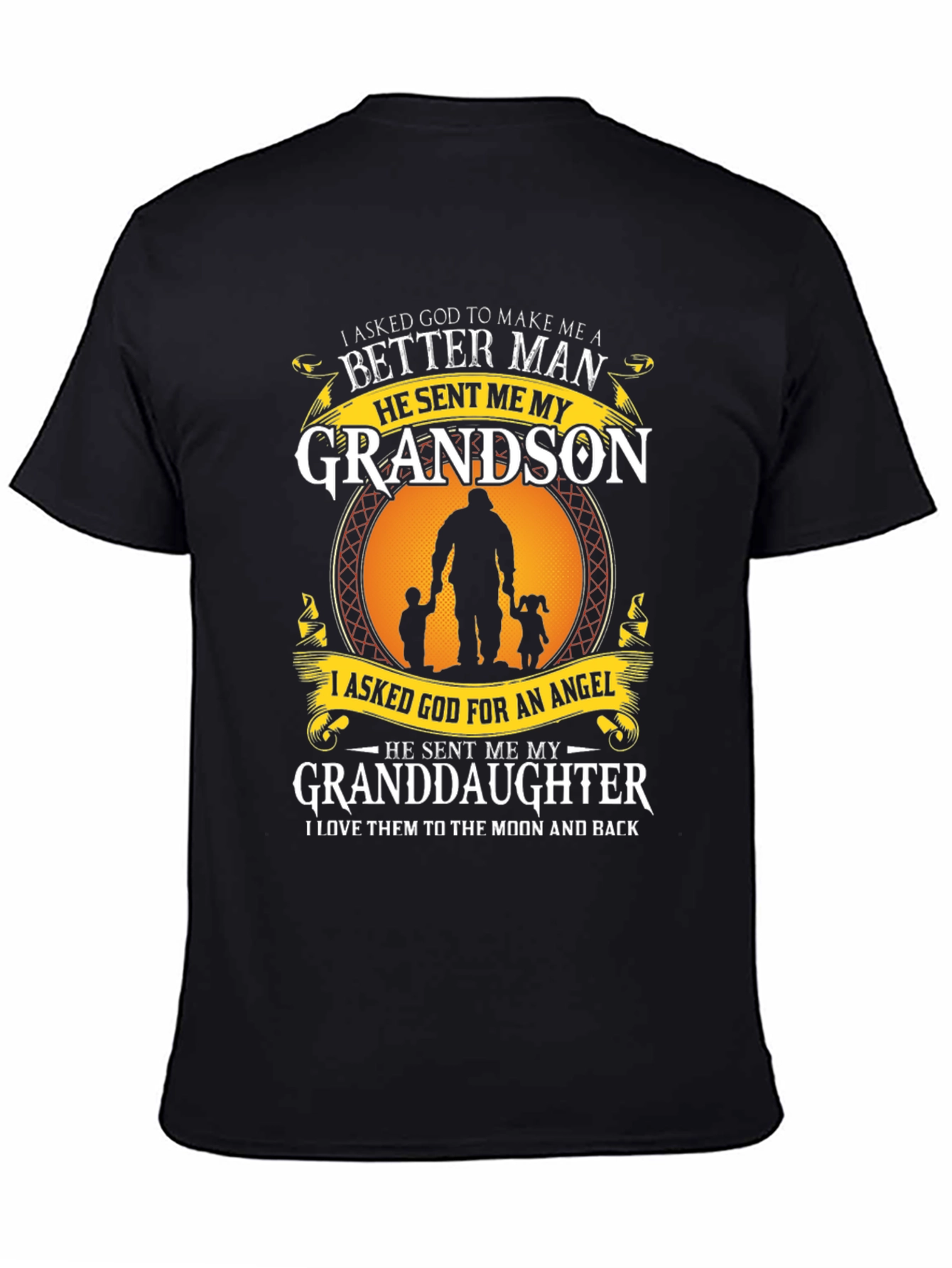 Black Grandparent T-Shirt: Grandson & Granddaughter view 4
