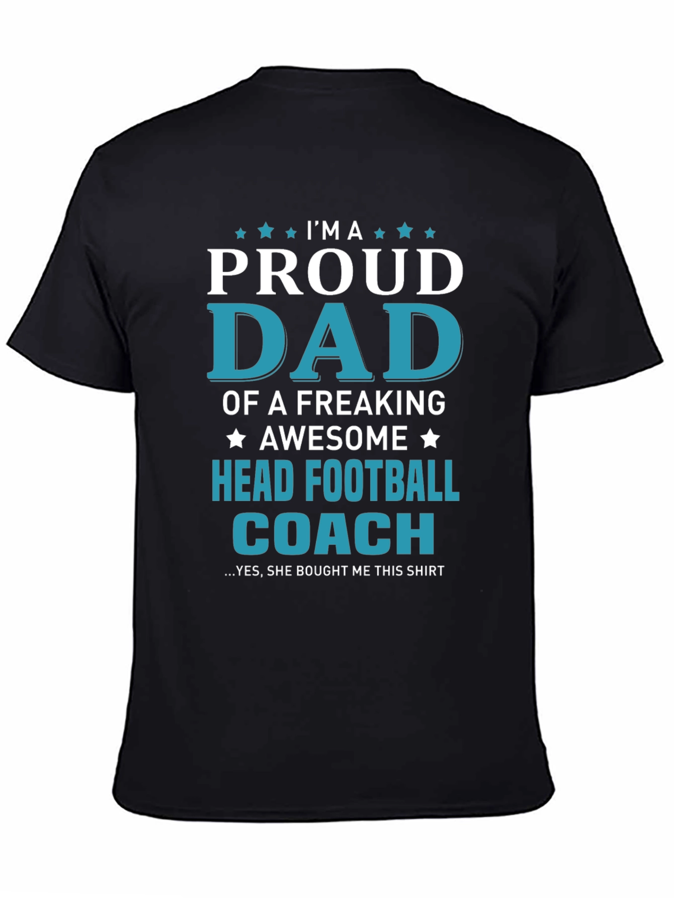 Black Proud Dad Head Football Coach Graphic T-Shirt view 4