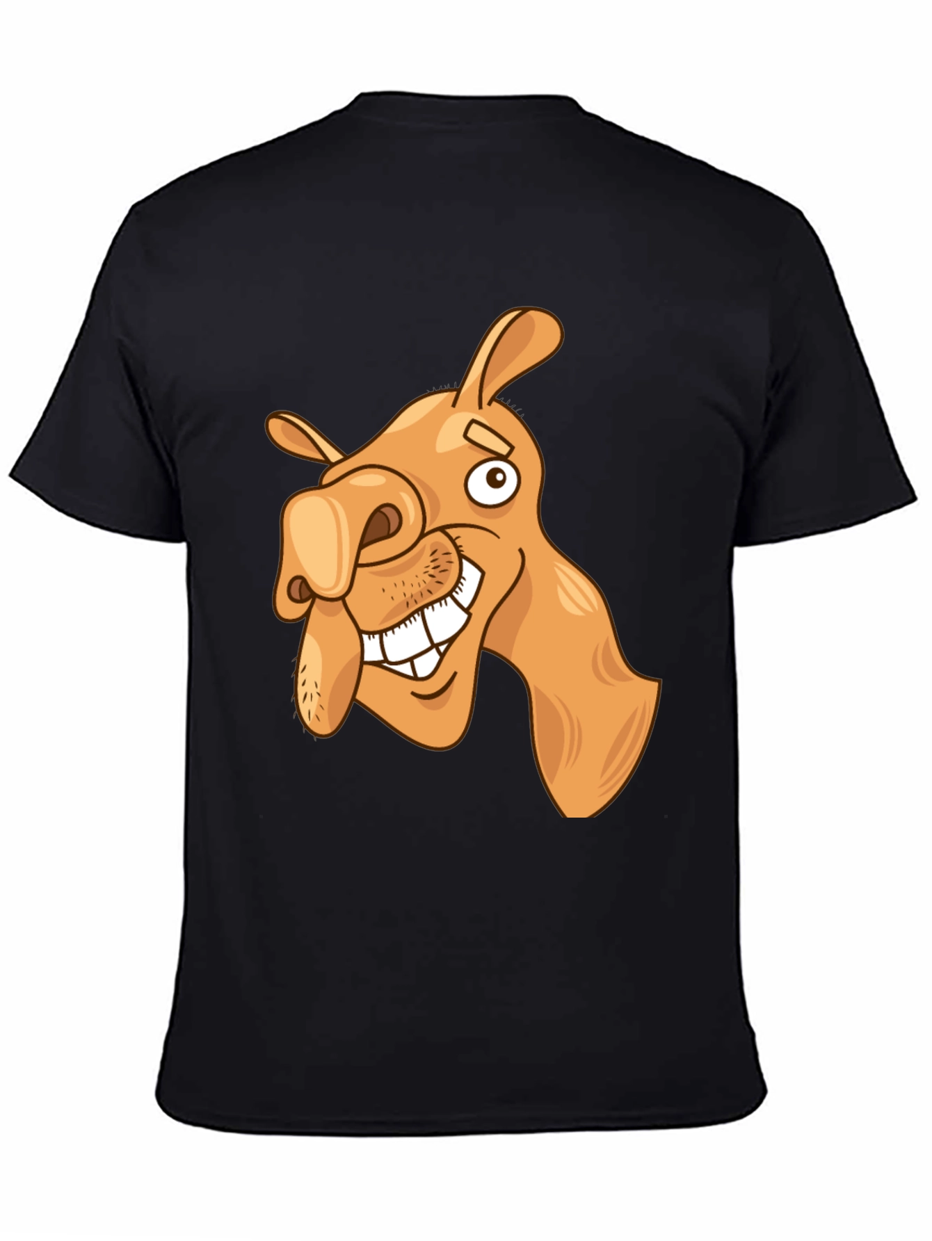 Black Funny Camel Cartoon Graphic Black T-Shirt view 4