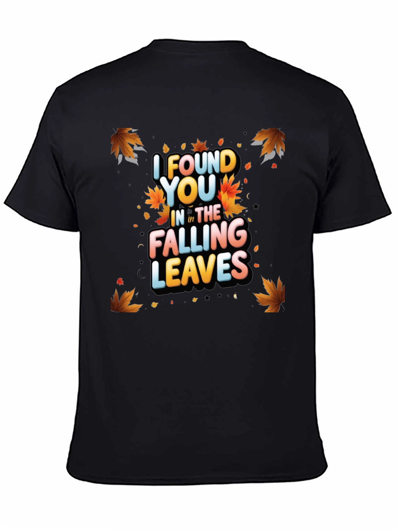 Black Falling Leaves Graphic Tee - Autumn Romance T-Shirt view 4