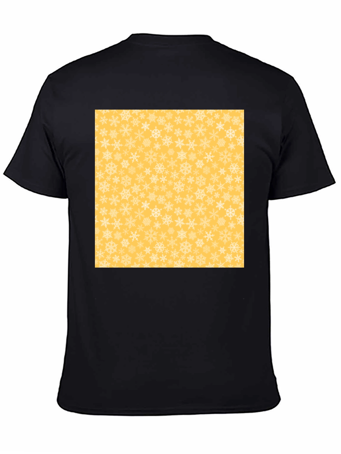 Black Snowflake Pattern T-Shirt - Soft Style view 4