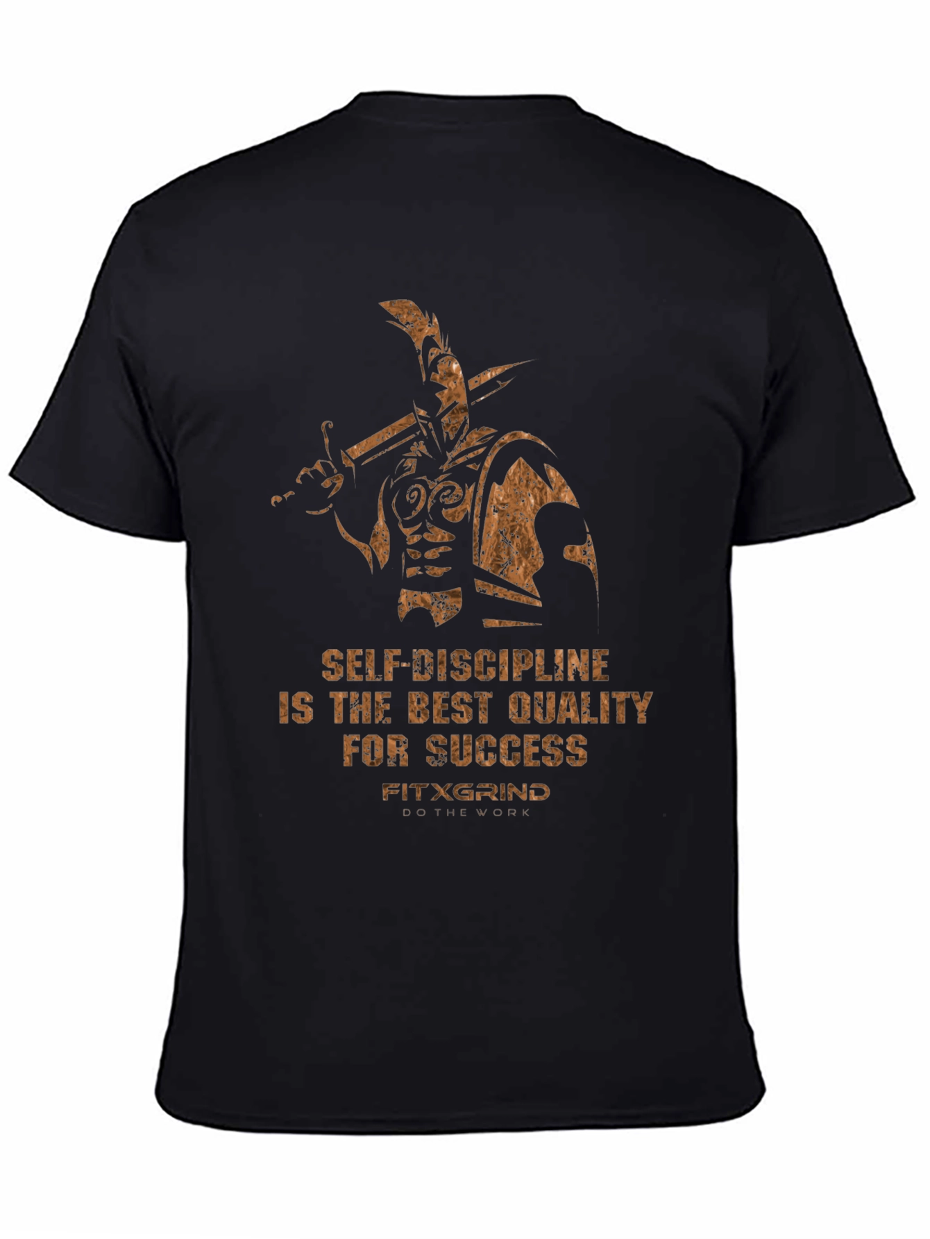 Black Motivational Warrior T-Shirt: Self-Discipline for Success view 4