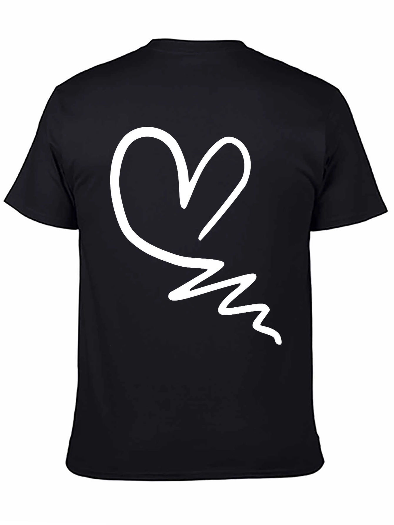 Black Heart Scribble Black T-Shirt - Trendy Casual Tee view 4