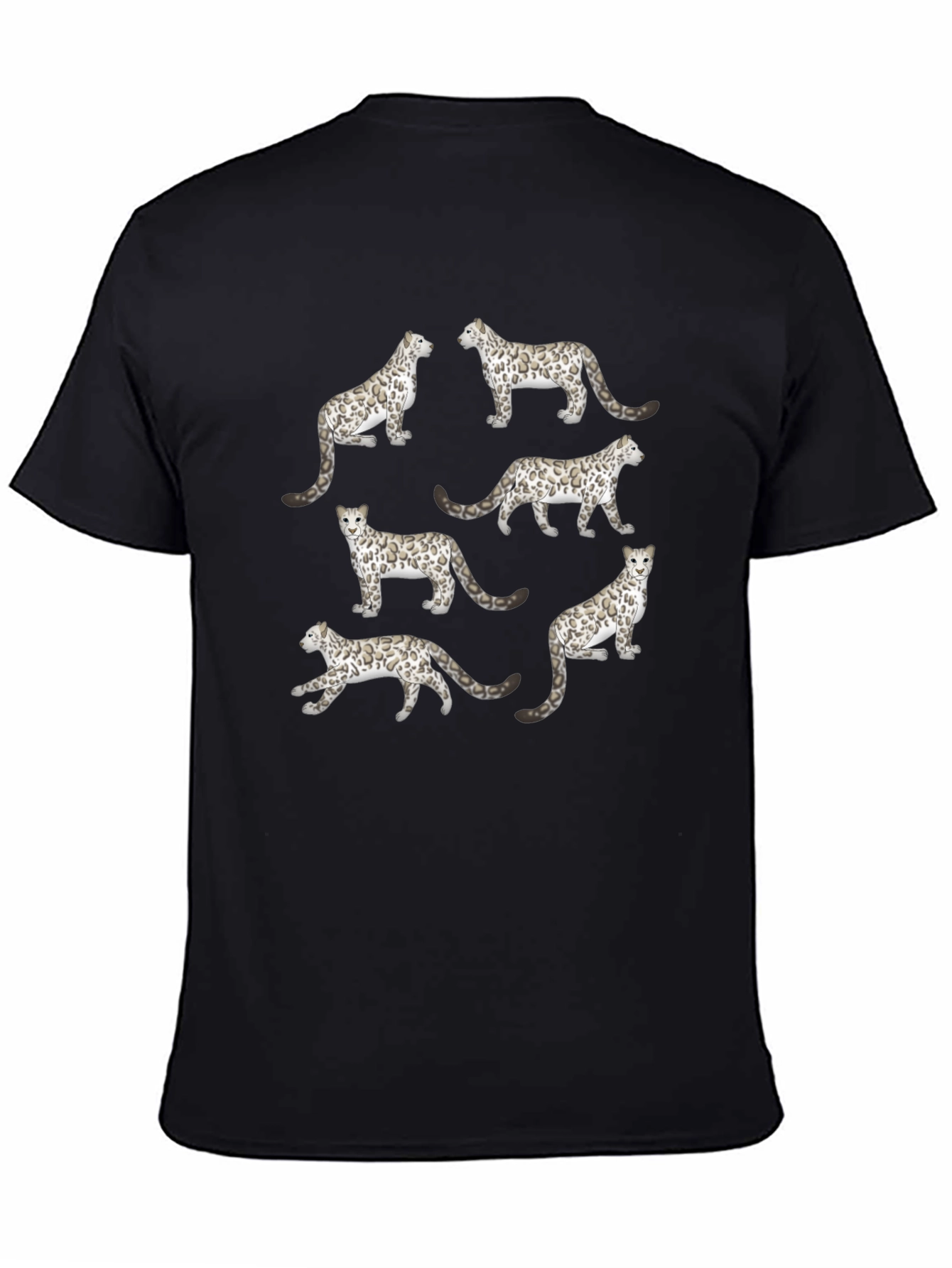 Black Snow Leopard Print Graphic Tee view 4