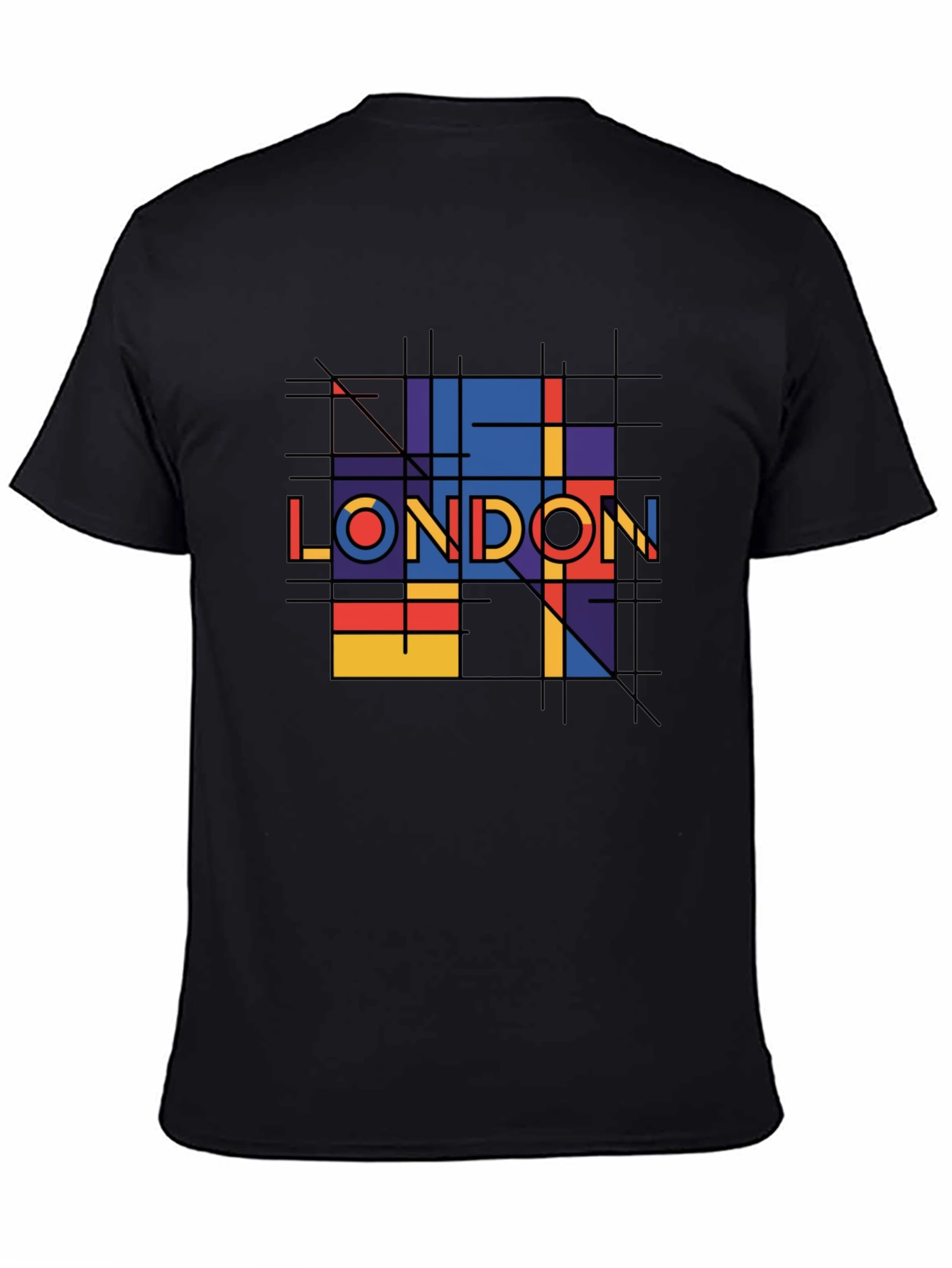 Black Geometric London Graphic Tee - Black view 4