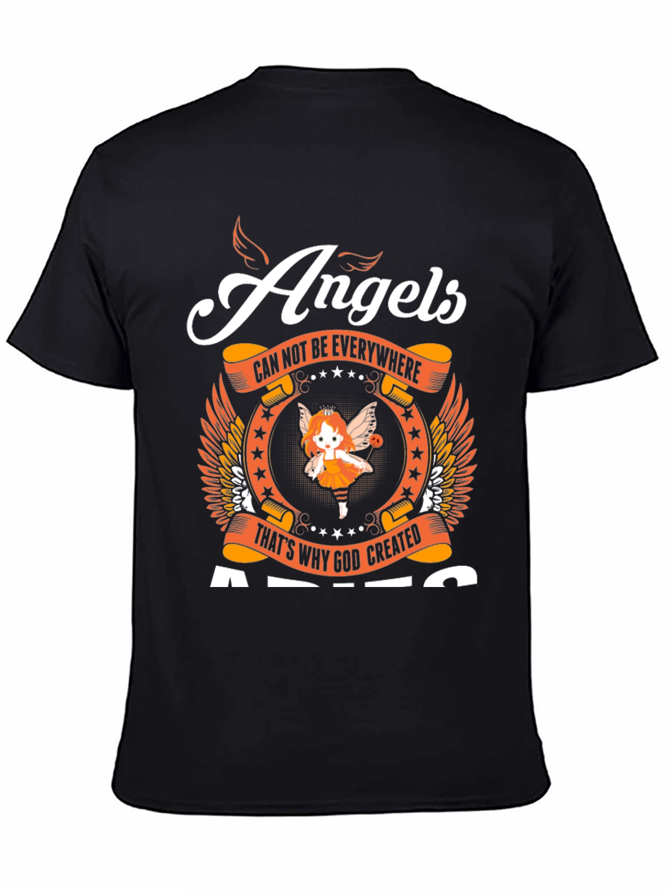Black Angels Graphic Tee - "Angels Can Not Be Everywhere" Black T-Shirt view 4