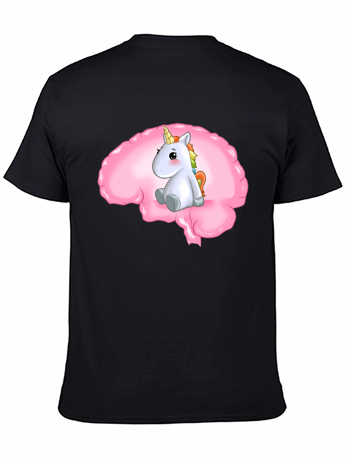 Black Unicorn Brain Tee - Funny Graphic T-Shirt view 4