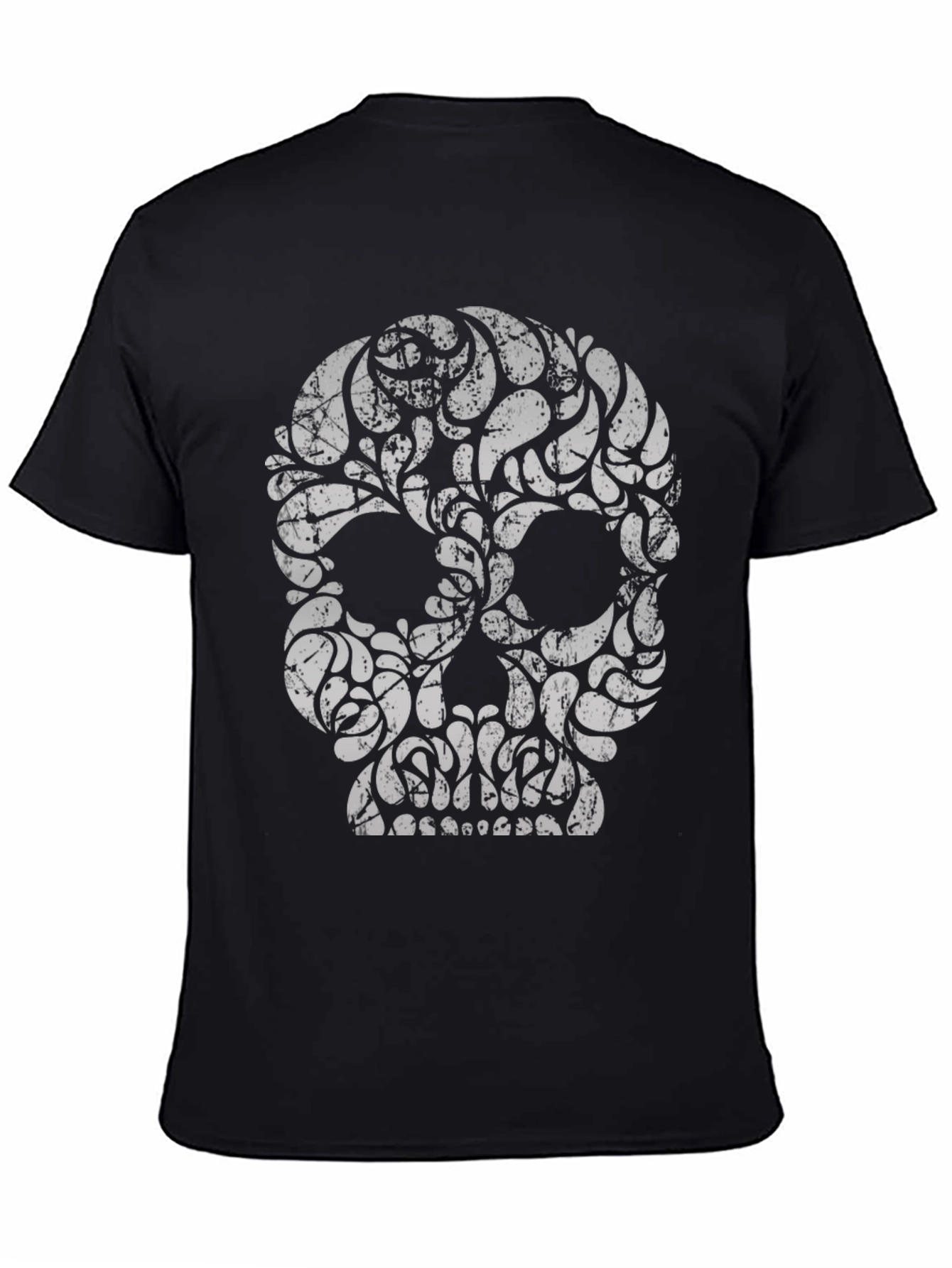 Black Skull Graphic Print Black T-Shirt view 4