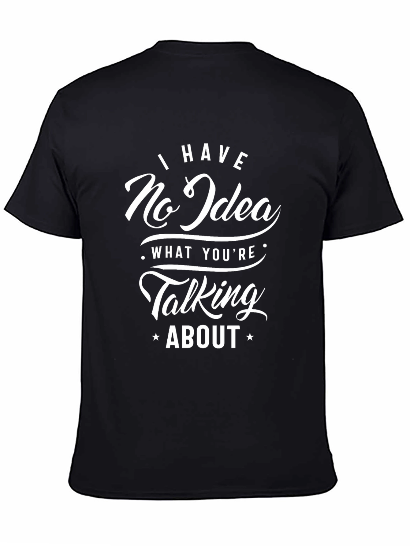 Black Funny 'No Idea' Graphic T-Shirt - Black Cotton Tee view 4