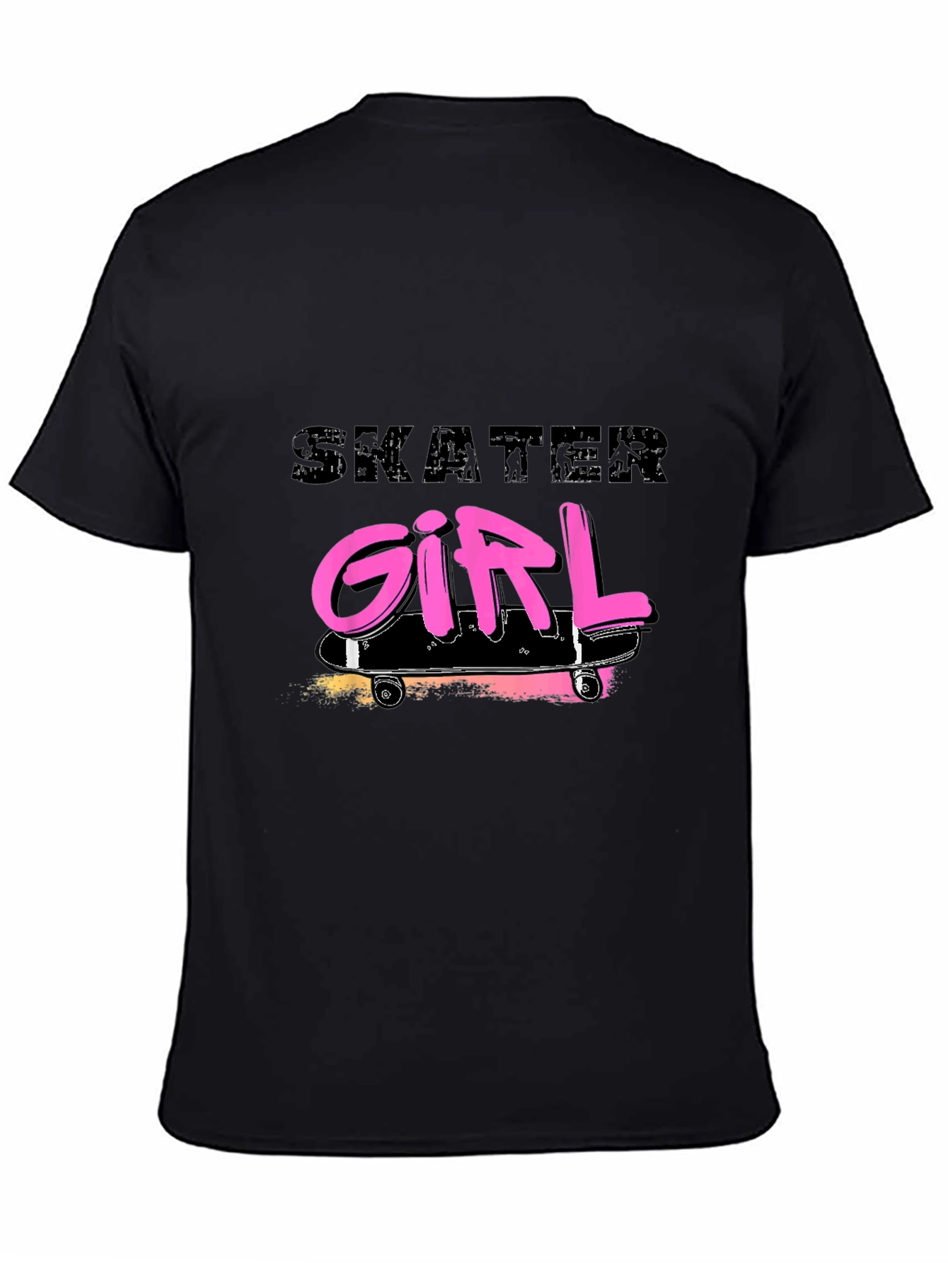 Black Skater Girl Graphic Tee - Black Cotton Blend Shirt view 4