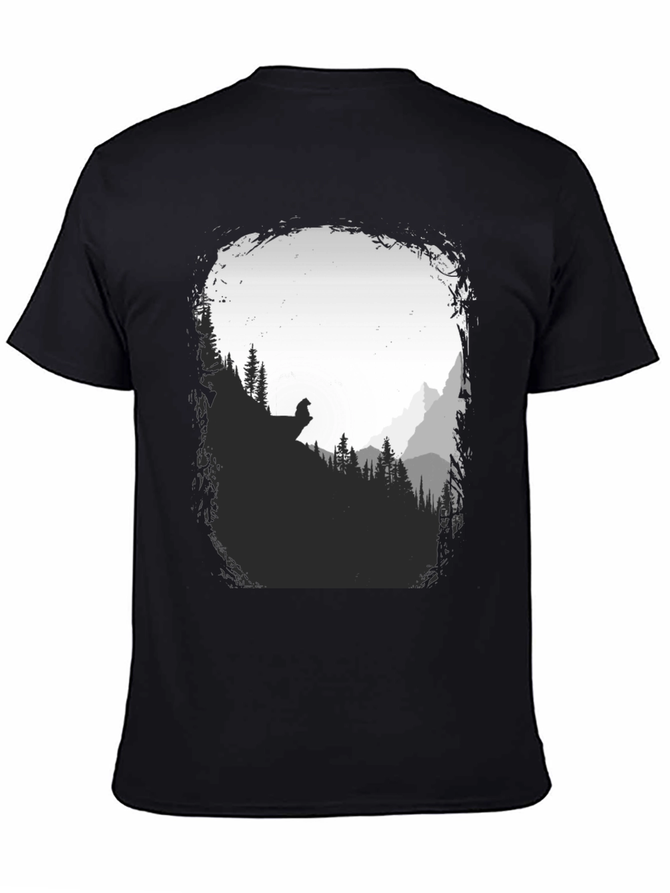 Black Nature Scene Graphic T-Shirt - Black view 4