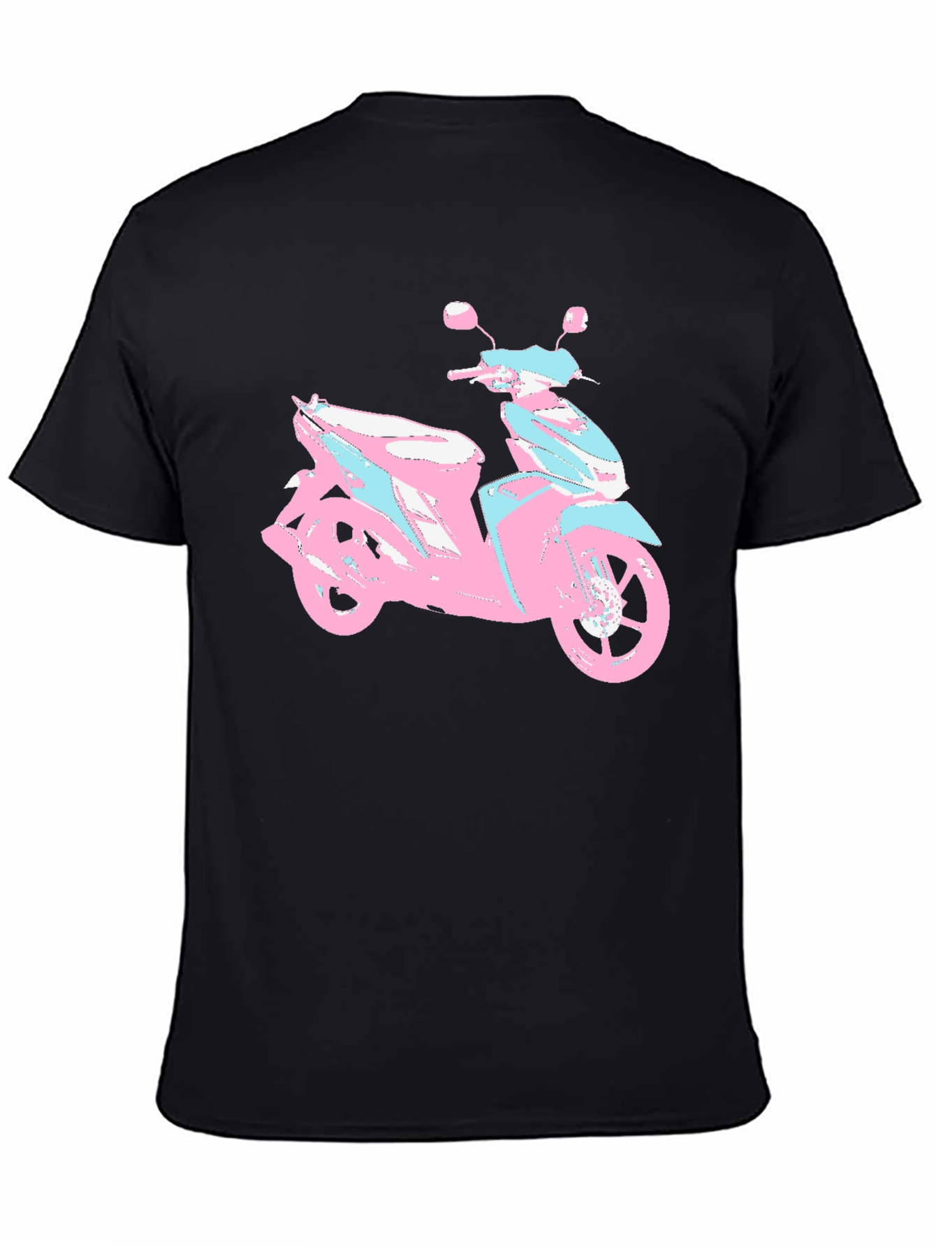 Black Vaporwave Scooter Graphic Tee - Black Cotton T-Shirt view 4