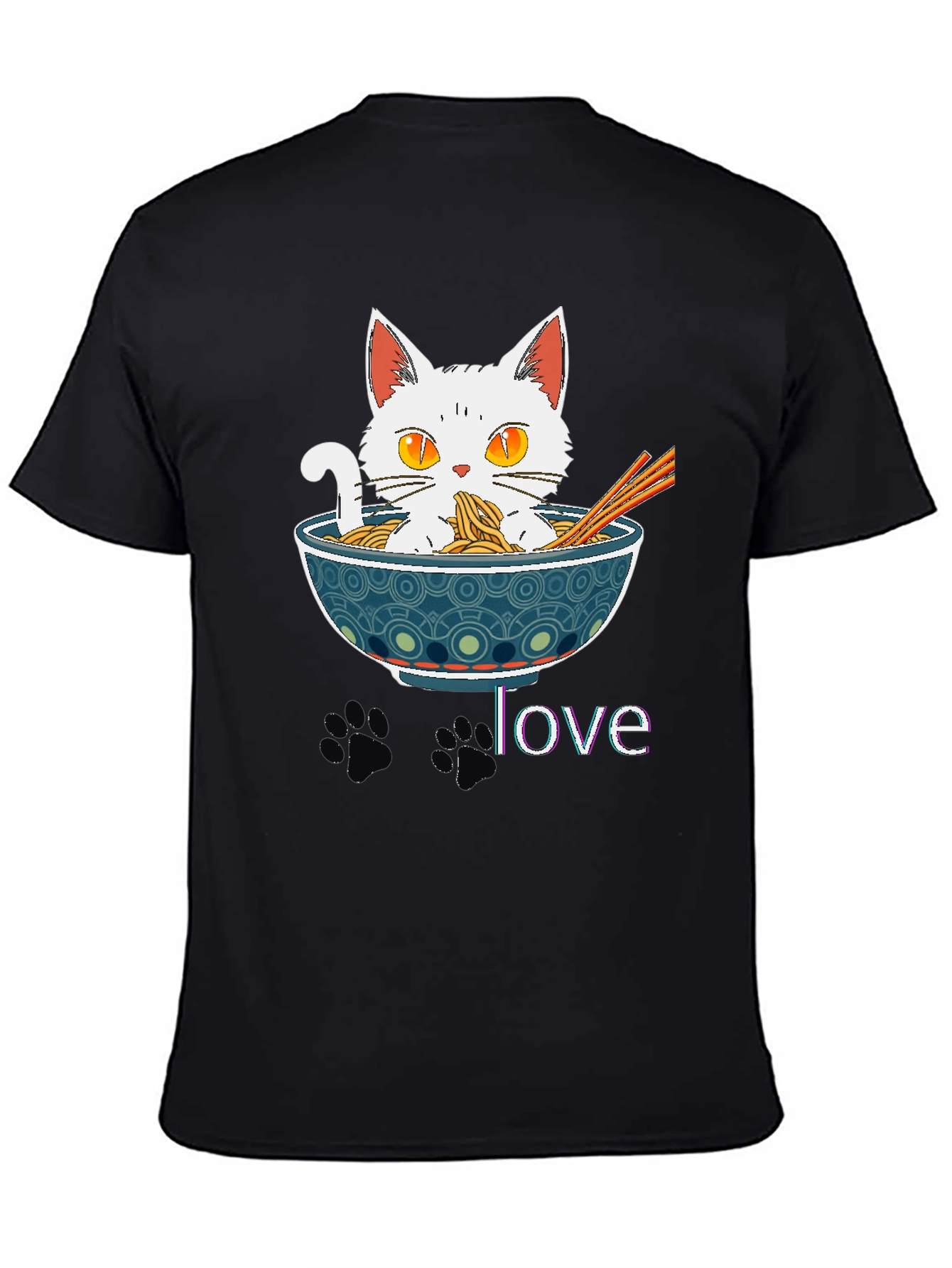Black Cat Ramen Bowl T-Shirt - Funny & Stylish! view 4