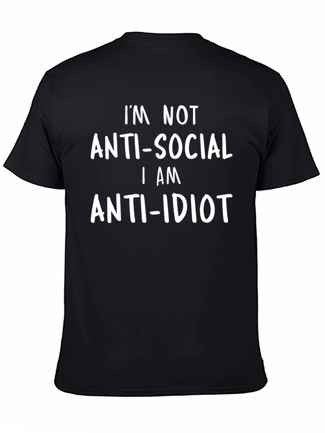 Black Funny Anti-Social Anti-Idiot Graphic Tee view 4
