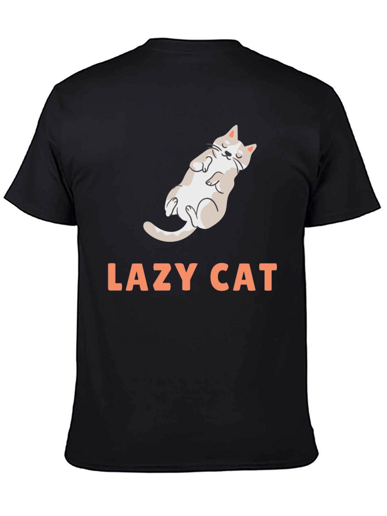 Black Lazy Cat Graphic Tee - Black Cotton Blend view 4