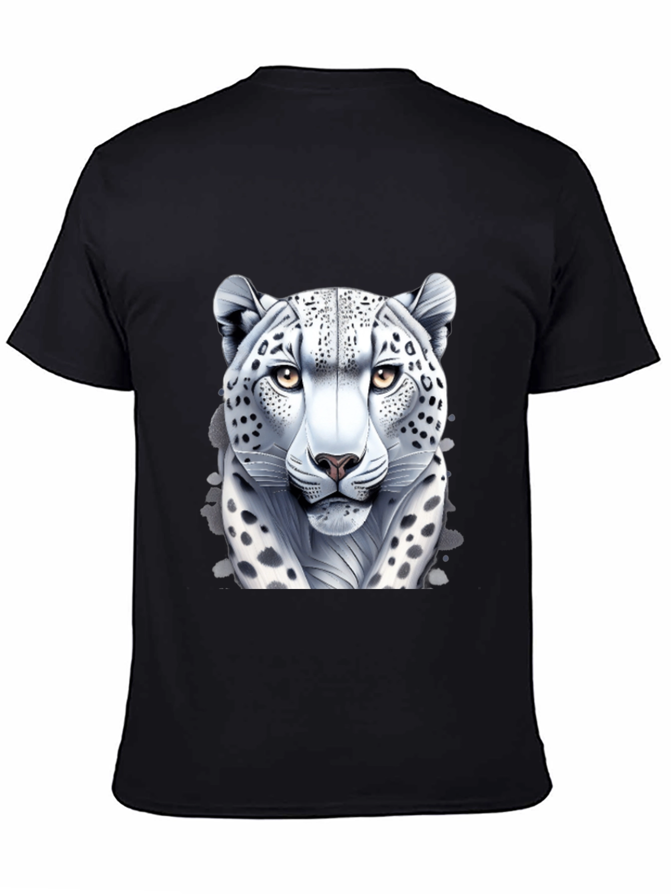 Black Snow Leopard Graphic Tee - Black Cotton Shirt view 4