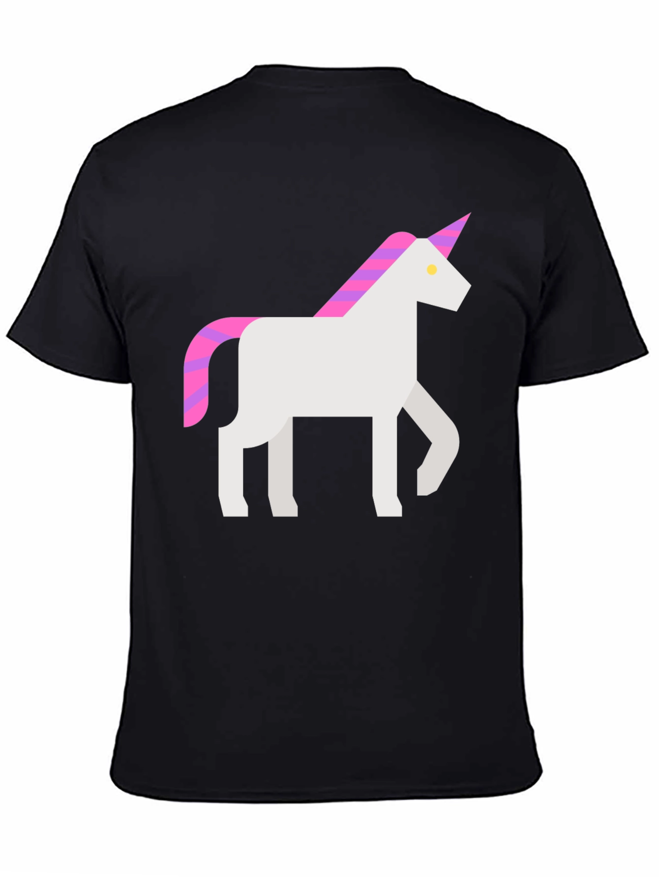 Black Geometric Unicorn Graphic Tee - Black Cotton T-Shirt view 4