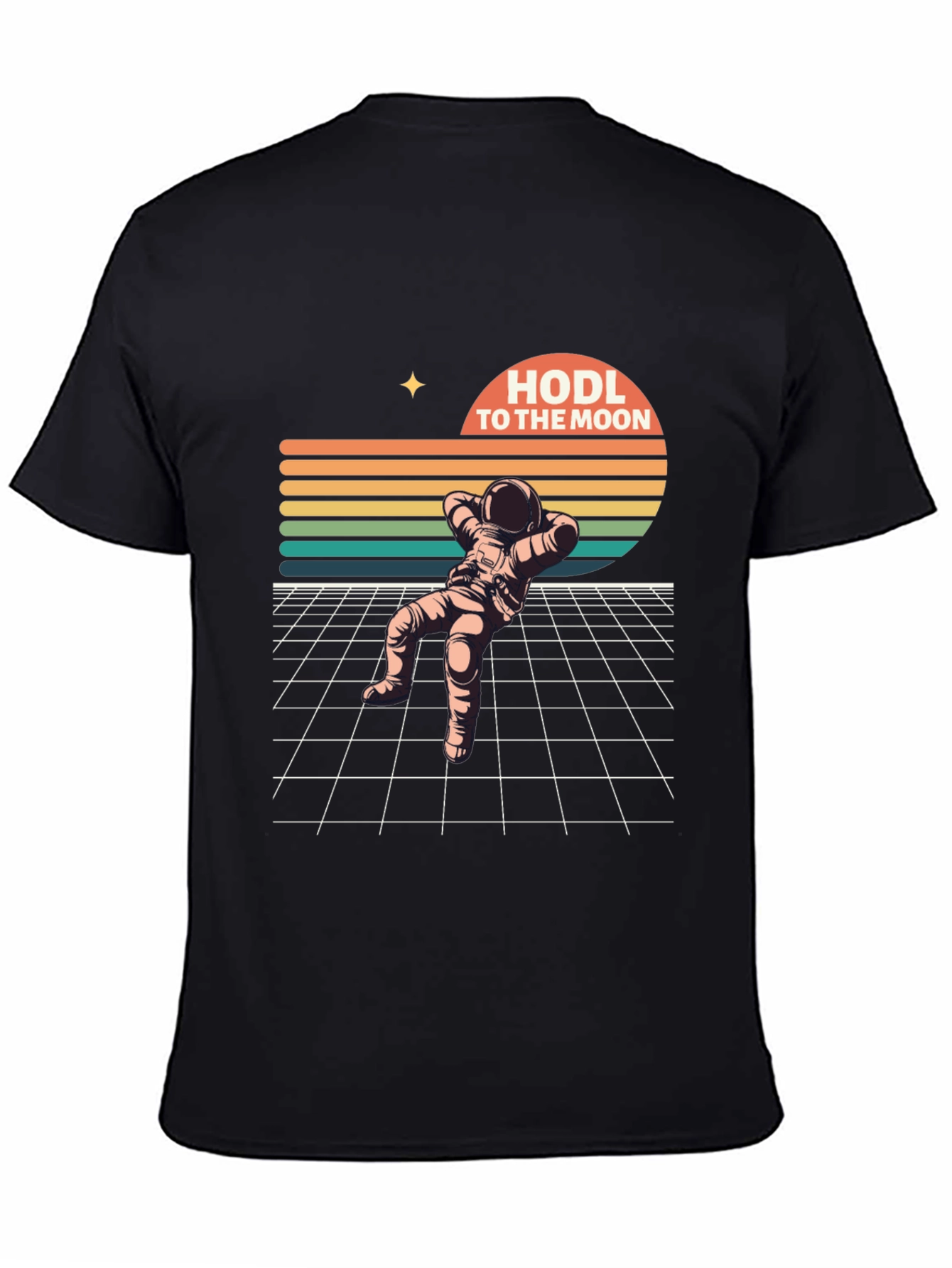 Black HODL To The Moon Retro Astronaut T-Shirt view 4