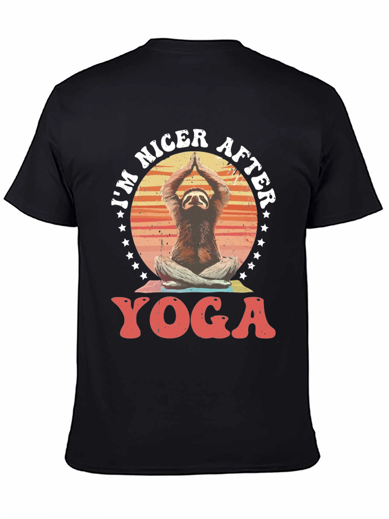 Black Nicer After Yoga Sloth Graphic T-Shirt view 4