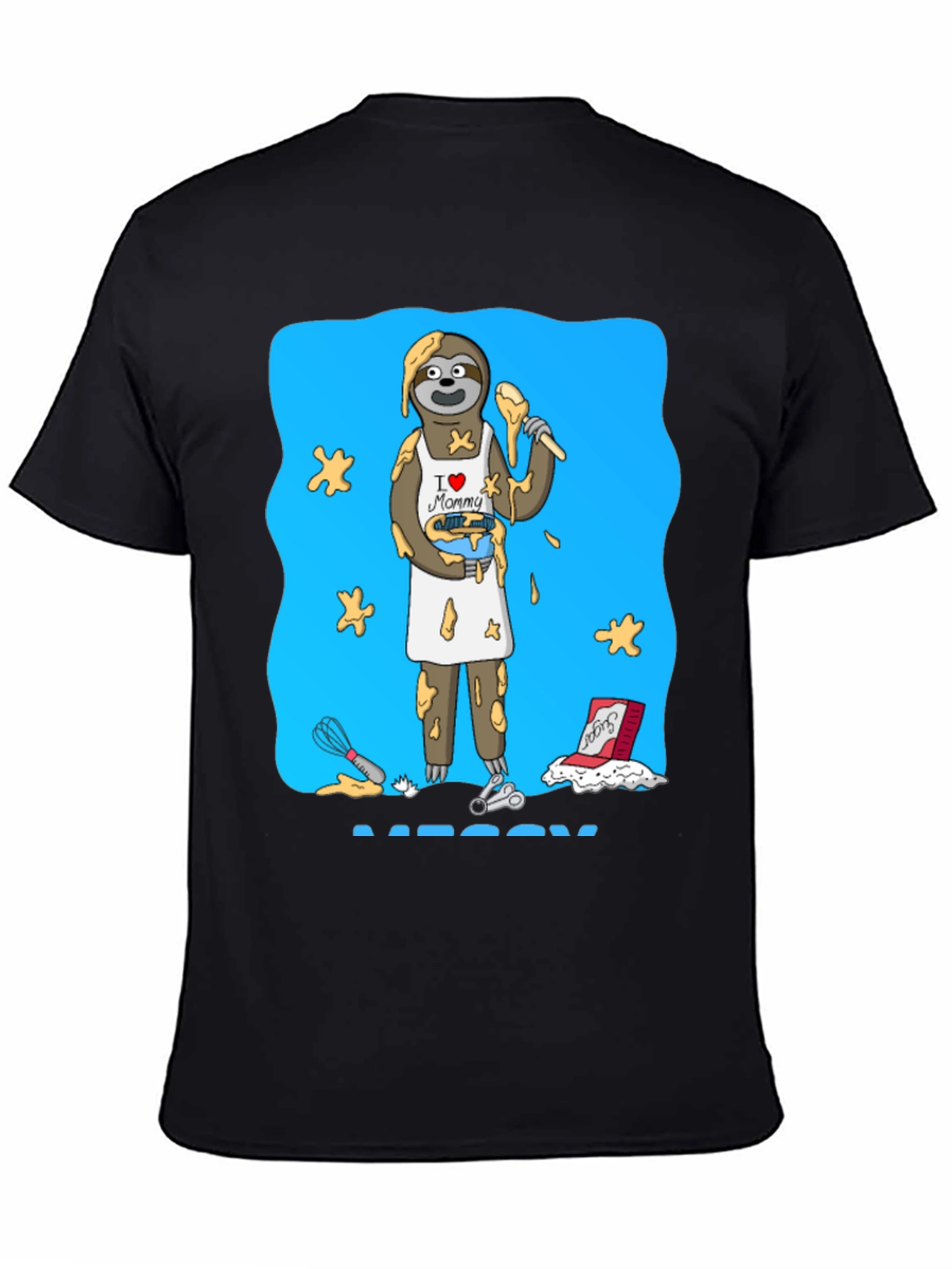 Black I Love Mommy Sloth Baker T-Shirt view 4