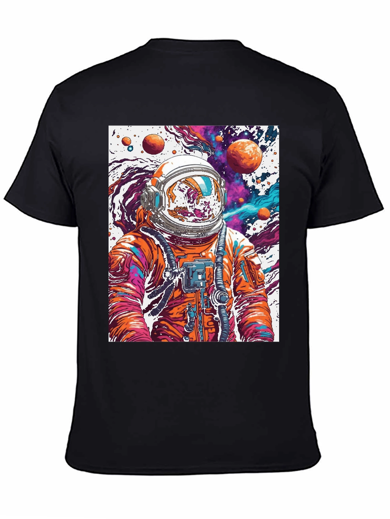 Black Astronaut Galaxy Black T-Shirt view 4